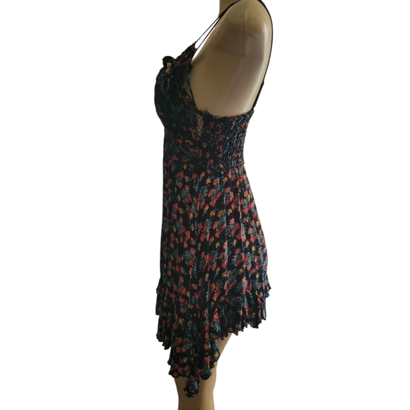 Unbranded Floral Lace Trim Mini Sundress Dress Small - Picture 3 of 4